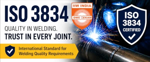 ISO 3834 certification poster — WeldFab Tech, through IIW India ANBCC